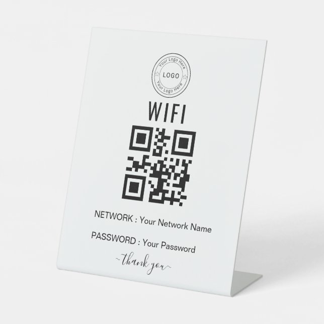 Custom Business WiFi Sign with Logo & QR Code (Front)