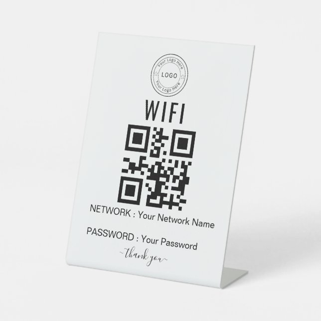 Custom Business WiFi Sign with Logo & QR Code (Front)