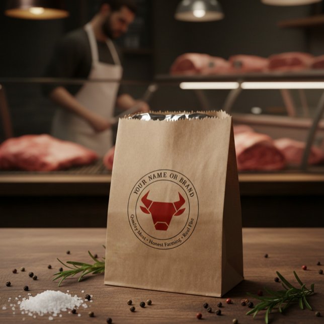 Custom Butcher Shop or BBQ Business Logo Favour Bags (Creator Uploaded)