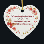 Custom Butterflies & Floral Heart Mentor Thank You Ceramic Tree Decoration<br><div class="desc">Celebrate the special mentor in your life with this beautiful heart-shaped ornament. Featuring a delicate floral and butterfly design, along with a heartfelt message of gratitude, this ornament is the perfect way to show appreciation for the guidance and support you’ve received. Whether it's for a teacher, coach, or anyone who...</div>