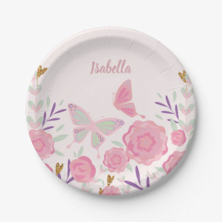 Custom Butterfly Floral paper Plates