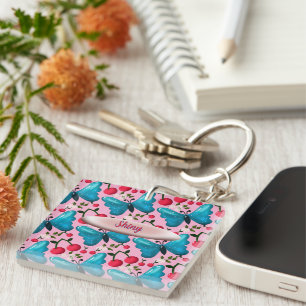 Custom butterfly floral pattern gift  key ring