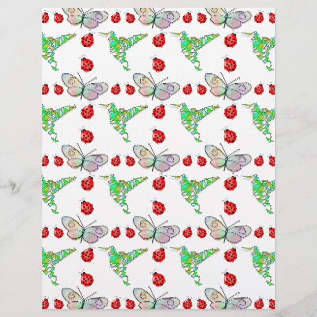 Custom Butterfly, Hummingbird and Ladybug Pattern (Front)