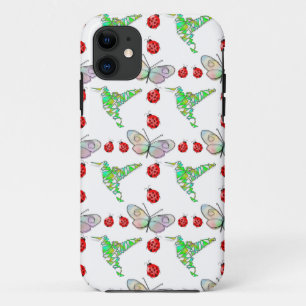 Custom Butterfly, Hummingbird and Ladybug Pattern Case-Mate iPhone Case