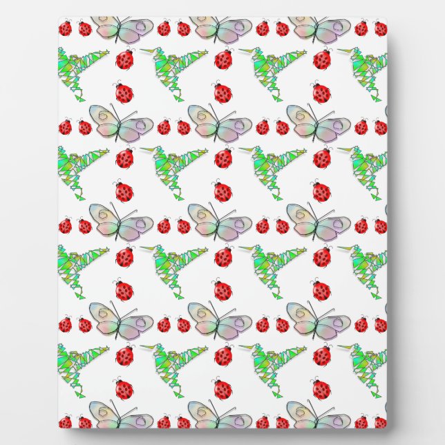 Custom Butterfly, Hummingbird and Ladybug Pattern Plaque (Front)