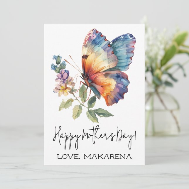 Custom Butterfly Mother’s Day Card, Gift for Mum Invitation (Standing Front)