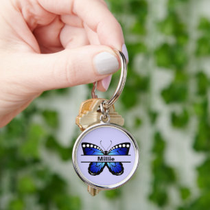Custom Butterfly Name Keychain Gift for Her