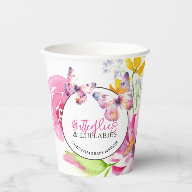 Custom Butterfly Paper Cups for Baby Shower (Front)