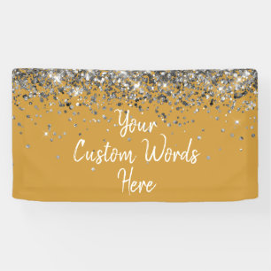 Custom Butterscotch and Silver Birthday Party Banner