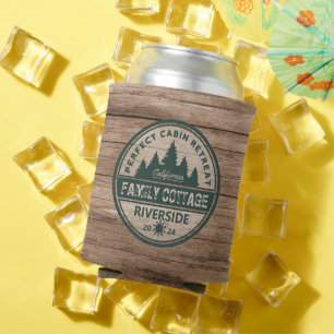 Custom Cabin Retreat Wood Grain Can Cooler