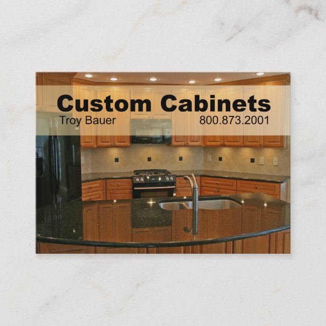 Custom Cabinets - Carpenter, Home Improvement Business Card (Front)