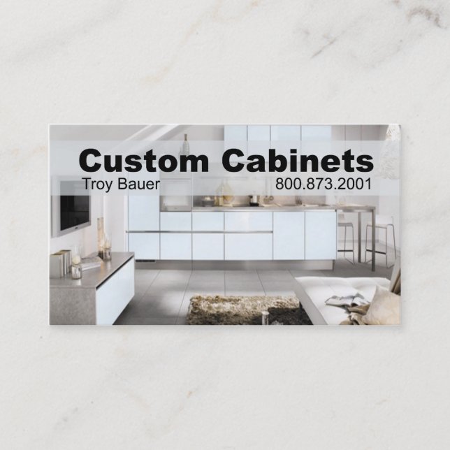 Custom Cabinets - Carpenter, Home Improvement Business Card (Front)