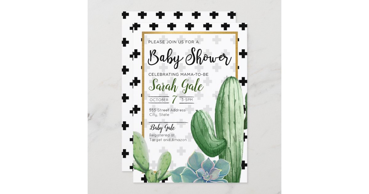 Custom Cactus Succulent Baby Shower Invitation Zazzle.co.nz