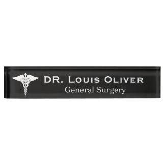 Custom Caduceus Medical Physician MD Doctor Nameplate