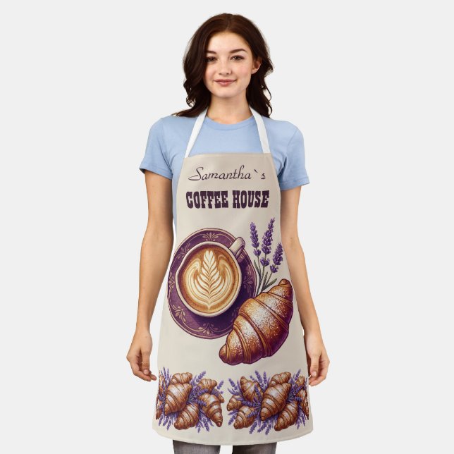 Custom Cafe Merch Vintage Croissant With Lavend Apron (Worn)