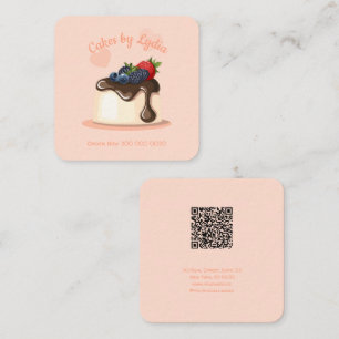 Custom Cake Bakery Business Card with QR Code