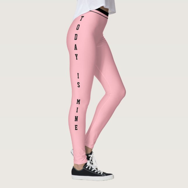 Custom Cake Frosting Pink Black Monogram Birthday Leggings (Right)