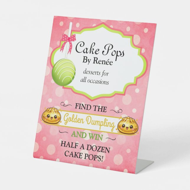 Custom Cake Pops Bakery V2 Pedestal Sign (Front)