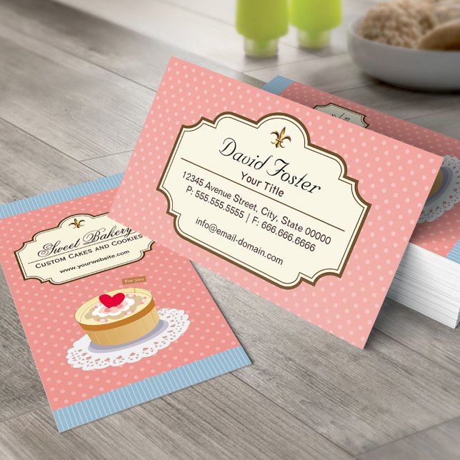 Custom Cakes and Cookies Dessert Bakery Shop Business Card (Creator Uploaded)