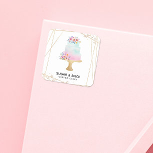 Custom Cakes Bakery Business Card Square Sticker