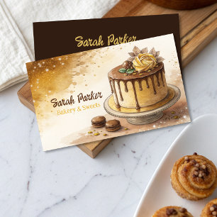 Custom Cakes Bakery pastry watercolor Business Ca Card