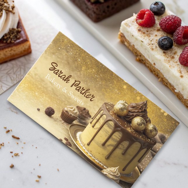 Custom Cakes Bakery pastry watercolor  Business Ca Card (Creator Uploaded)