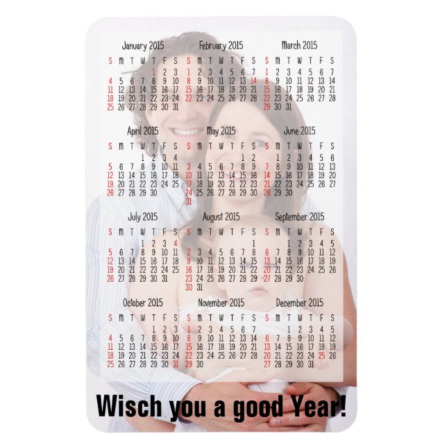 Custom Calendar + your own photo / backgr. / text Magnet (Vertical)