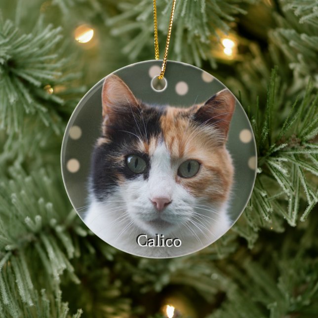 Custom Calico Cat Photo Personalised Ceramic Tree Decoration (Tree)