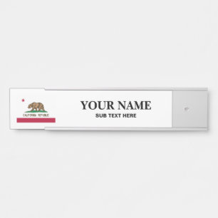 Custom California flag hanging desk name plate
