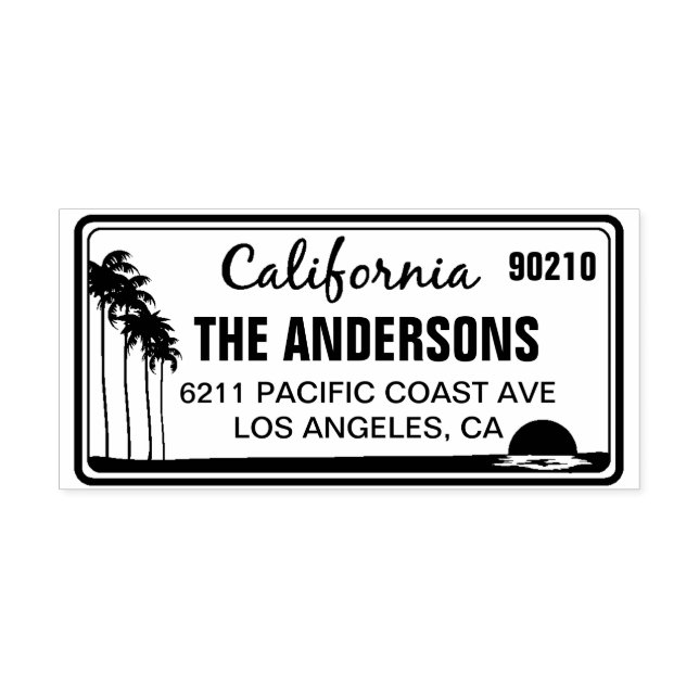 Custom California License Plate Address Stamp (Design)