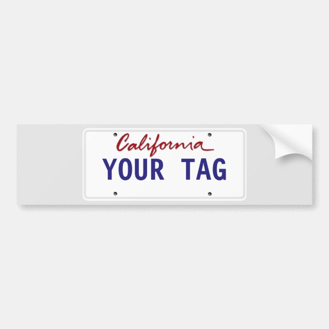 Custom California License Plate Bumper Sticker (Front)