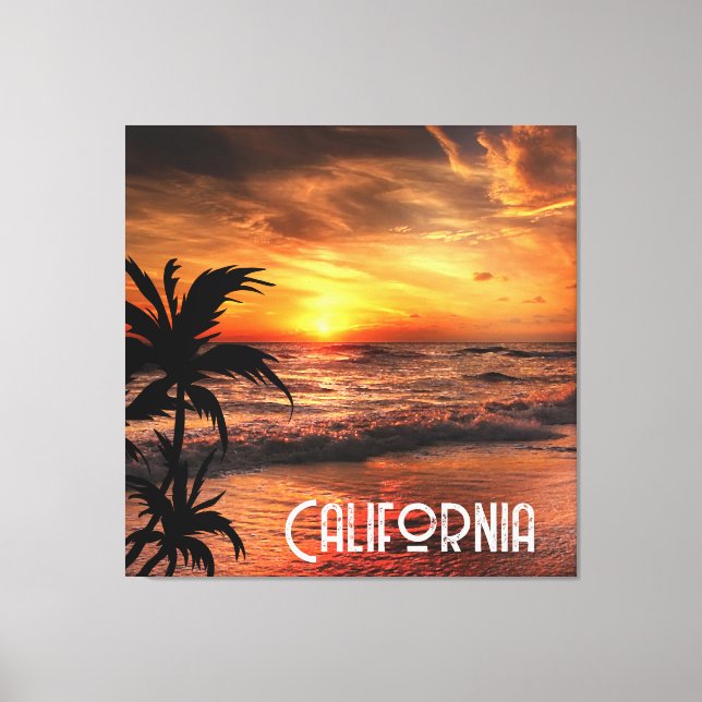 CUSTOM CALIFORNIA SUNSET BEACH NATURE BEAUTY  CANVAS PRINT (Front)
