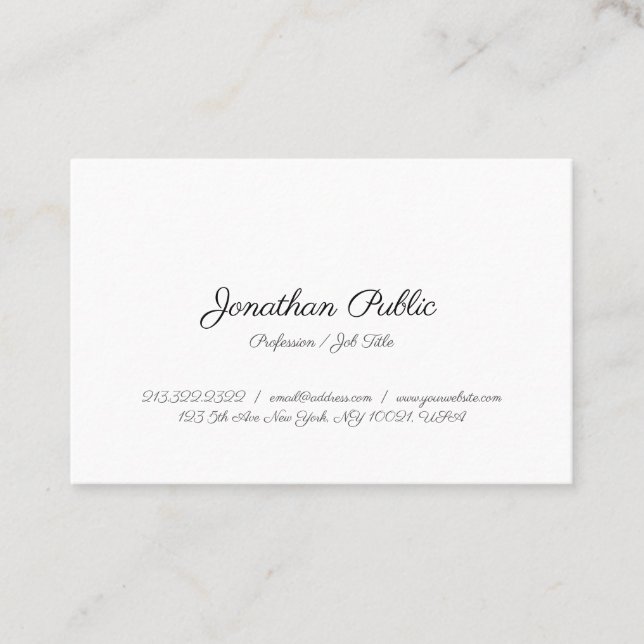 Custom Calligraphed Elegant Modern Simple Template Business Card (Front)