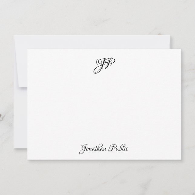 Custom Calligraphed Name Elegant Monogram Card (Front)