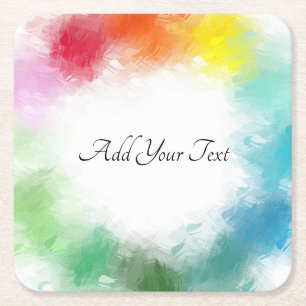 Custom Calligraphed Script Colourful Modern Templa Square Paper Coaster