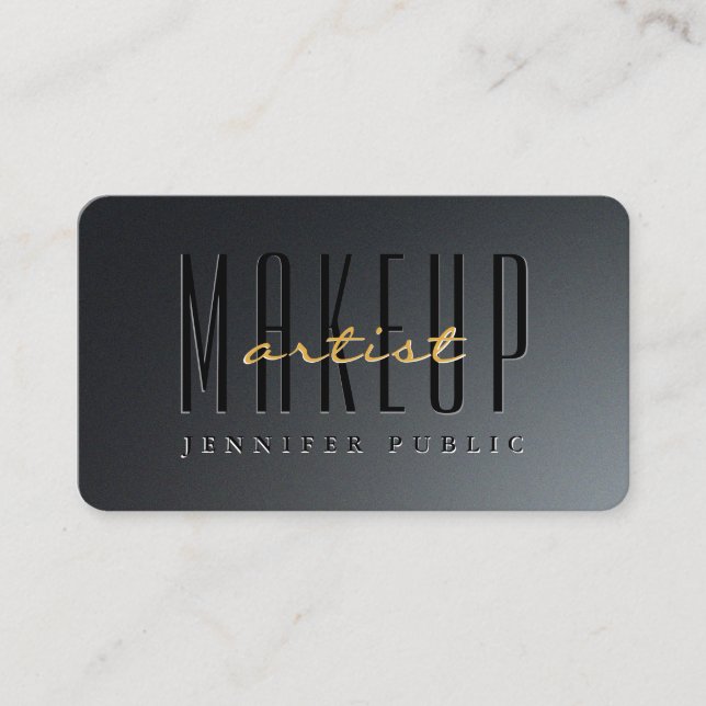 Custom Calligraphy Gold Script Makeup Artist Business Card (Front)