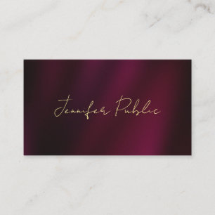 Custom Calligraphy Gold Text Script Luxe Glossy Business Card