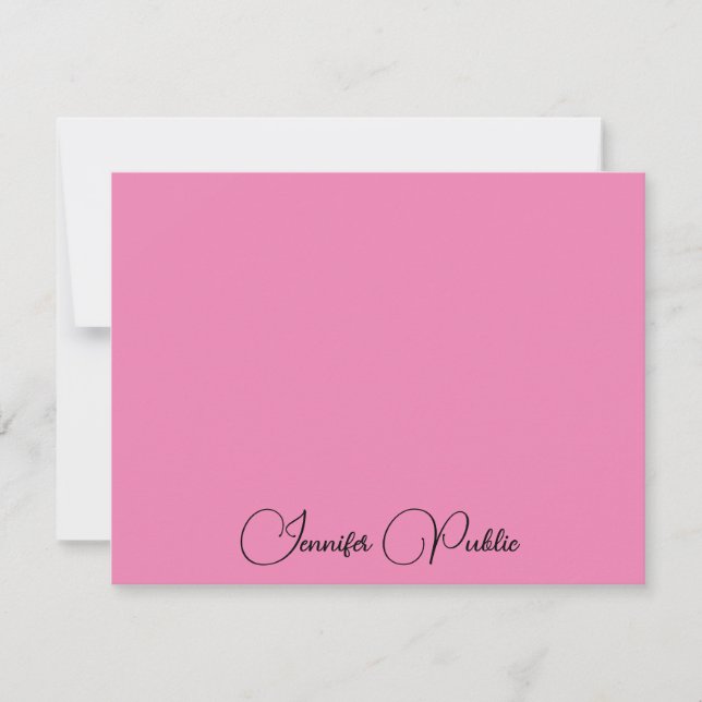 Custom Calligraphy Name Modern Elegant Pink Card (Front)