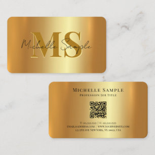 Custom Calligraphy Name QR Code Script Luxury Gold Business Card