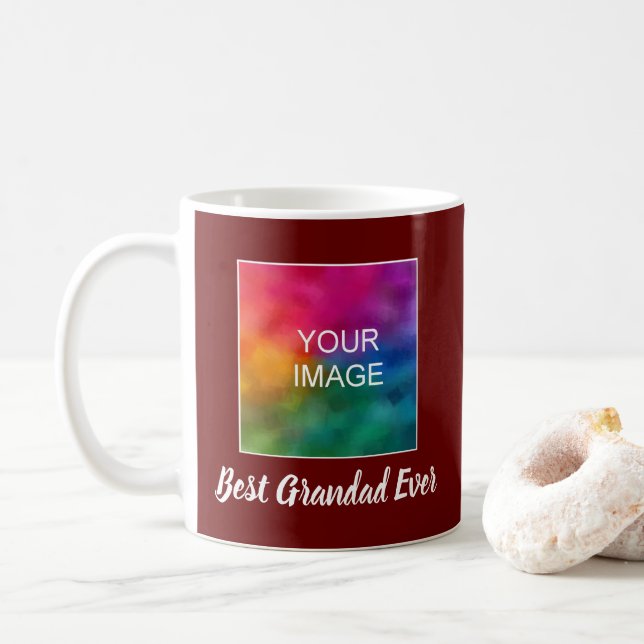 Custom Calligraphy Script Cute Best Grandad Ever Coffee Mug (With Donut)