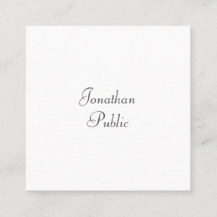 Custom Calligraphy Script Elegant Simple Template Square Business Card