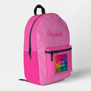 Custom Calligraphy Script Name Pink Colour Palette Printed Backpack