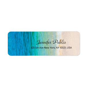 Custom Calligraphy Script Seaside Beach Waves Sand