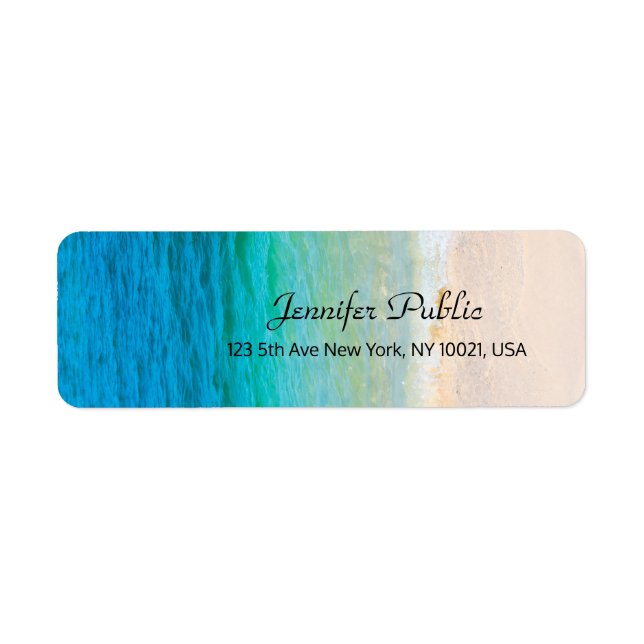 Custom Calligraphy Script Seaside Beach Waves Sand (Front)