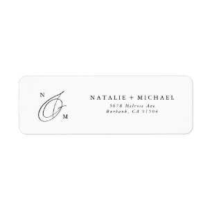 Custom Calligraphy Wedding Monogram Return Address