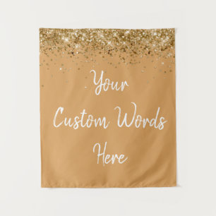 Custom Camel White Gold Birthday Party Photo Booth Tapestry