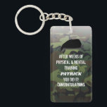 Custom Camo Passing Out Parade Key Ring<br><div class="desc">Custom passing out parade greeting key ring featuring a military camouflage background,  the soldiers name,  and a congratulations template that is easy to personalise. All font styles can be changed by clicking on the customise further link after personalising.</div>