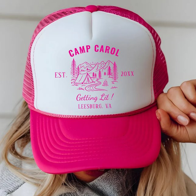  Custom Camp Bachelorette Camping Cabin Bach Party Trucker Hat (Creator Uploaded)