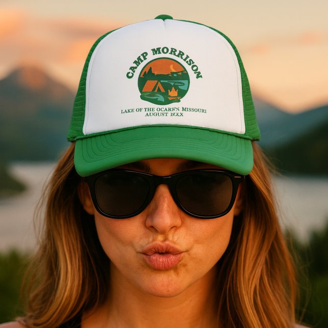 Custom Camp Bachelorette Lake Trip Green Trucker Hat (Creator Uploaded)