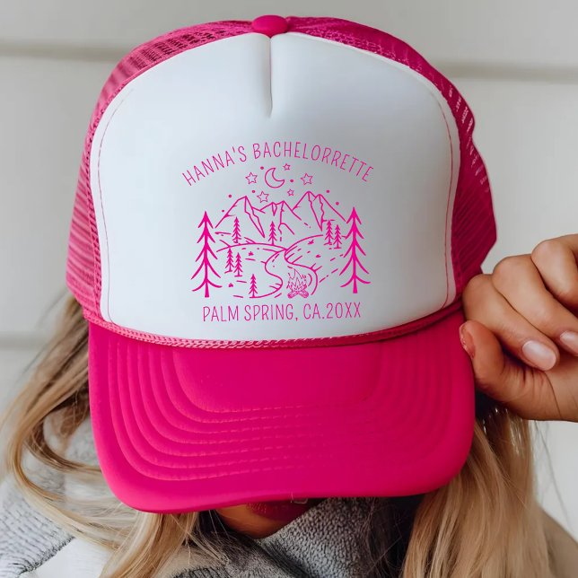 Custom Camp Bachelorette Party Camping Cabin Bride Trucker Hat (Creator Uploaded)